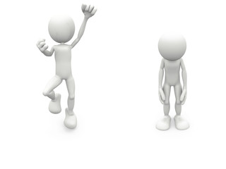 Omino felice e depresso in 3D