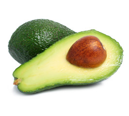 fresh green avocado fruits isolated on white