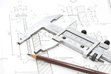 architecture drawings and working tools
