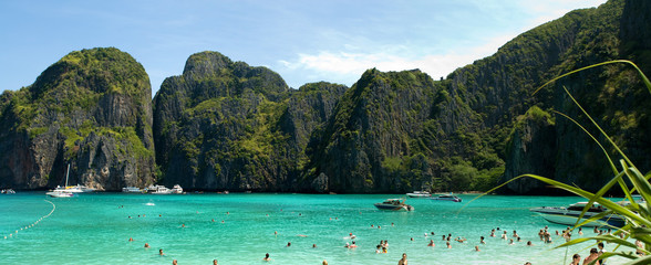 Phi Phi islands lagoon panorama, Thailand