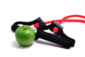 Resistance Band and Green Apple