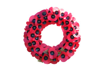 A Remembrance Day Poppy Wreath.