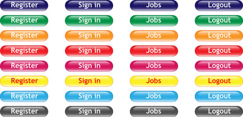 Navigation glossy Buttons mit Register,Sign in,Jobs und Logout