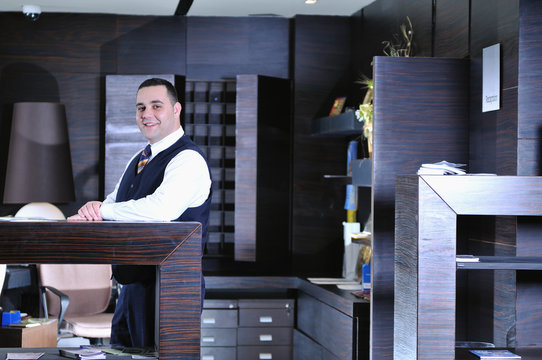 recetion man in hotel