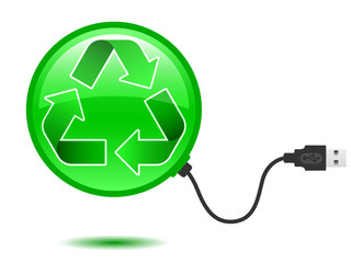 Recycling pictogram with USB plug