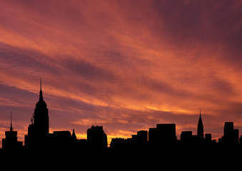 Fototapeta na wymiar Midtown skyline at sunset