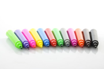 12 markers isolated on white