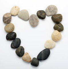 heart from stones on white.