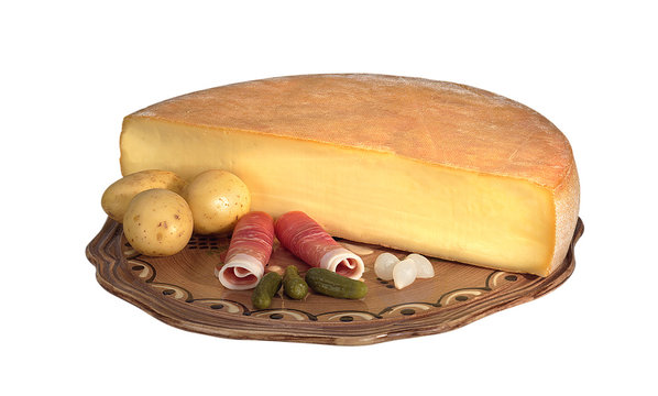 demi meule de fromage à raclette