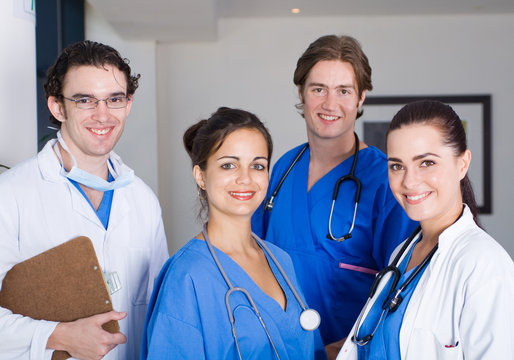 group of young doctors and nurses