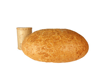 Isolated bread and salt on white background