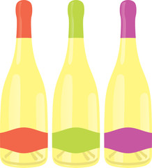 isolated champagne bottles set