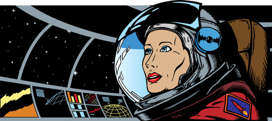 Female Astronaut in space © Danomyte