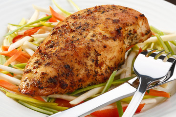 Roasted chicken fillet with vegetables