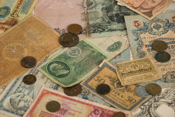 Retro background with old currency