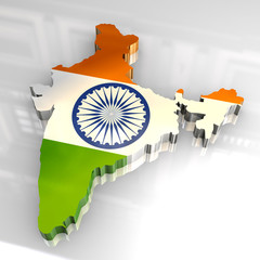 3d flag map of India