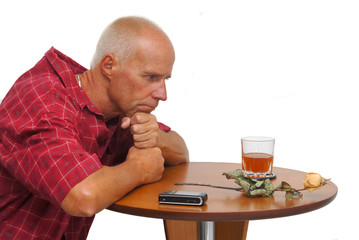 Sad man waiting for is lover's call