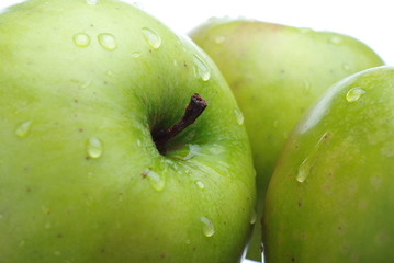 Closeup of fresh wet apples