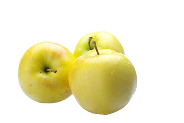 Yellow Fresh Apples on white