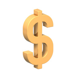 Obraz premium Gold Dollar sign isolated on white