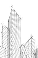 abstract wireframe skyscrappers