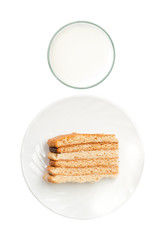 isolated top view milk and cake