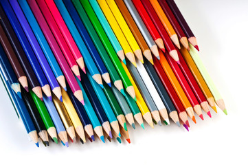 Three layer stack of colored pencils