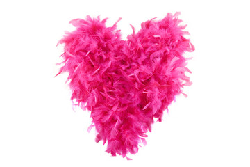valentine's fluffy pink heart made of boa