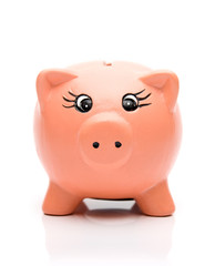 Piggy bank on white background