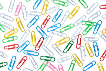 Set of multi-coloured writing paper clips