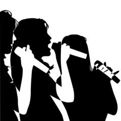 young girls singing,vector illustration - 11989929
