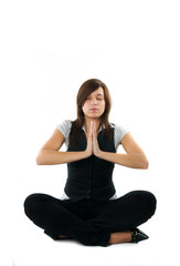 Businesswoman relaxing, meditating