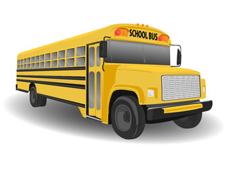 Traditional American School Bus Illustration on White