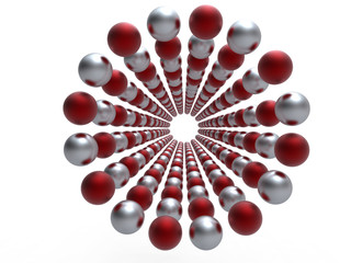 Red and silver spheres
