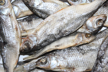 Dried fishes background