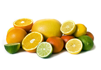 Naklejka na ściany i meble Assortment of citrus on white