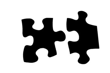 black puzzle pieces on white