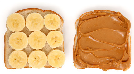 Open Peanut Butter and Banana Sandwich