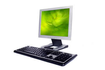 computer keyboard and monitor