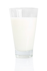 Glass of milk isolated on white