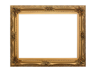 Gold antique frame isolated. Including clipping path