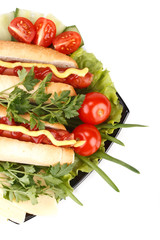 Hot dog with vegetables