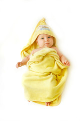baby after bath over white