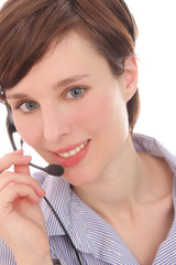 cute businesswoman with headset