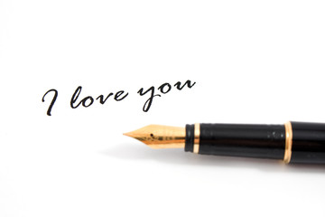 fountain pen and text I love you