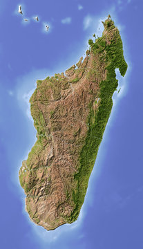 Madagascar, shaded relief map