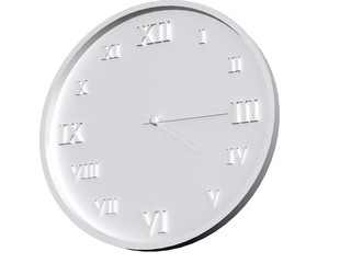 silver clock on white