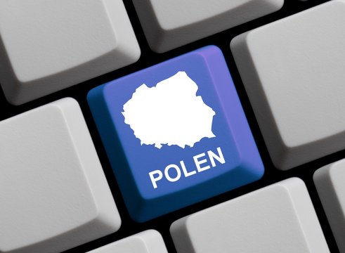 Fototapeta Polen - Landkarte auf Tastatur