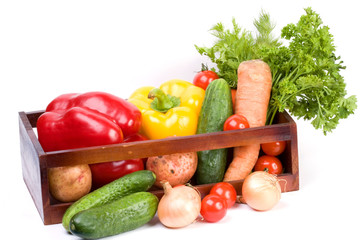 Vegetable collection on a white