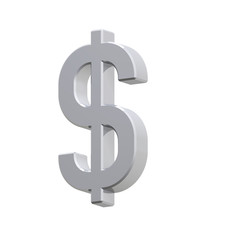 Obraz premium Silver Dollar sign isolated on white.